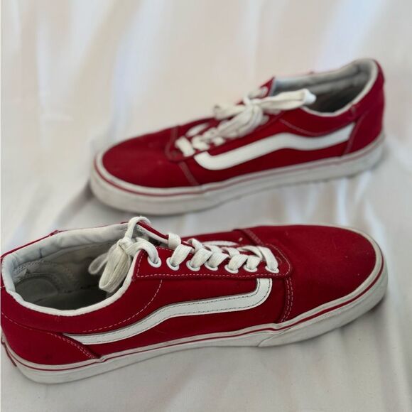 Vans Red White Men’s Size 9 Skate Shoes Old Skool Canvas Low - Picture 7 of 11